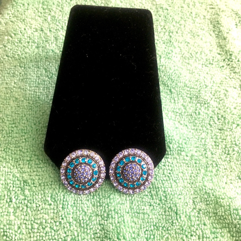 LaVintage Brass Oxidized Silver Clip-on Earrings